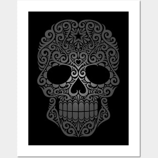 Gray Swirling Sugar Skull Posters and Art